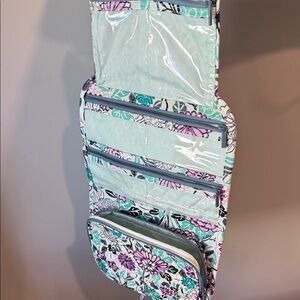 Vera Bradley Aqua and Lavender Floral Cosmetic Case